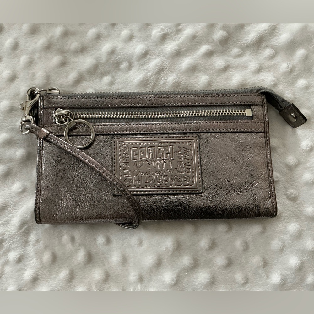 Coach Poppy Metallic  Wristlet